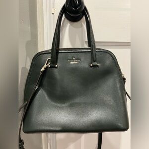 Kate Spade dark green crossbody purse with gold accents
